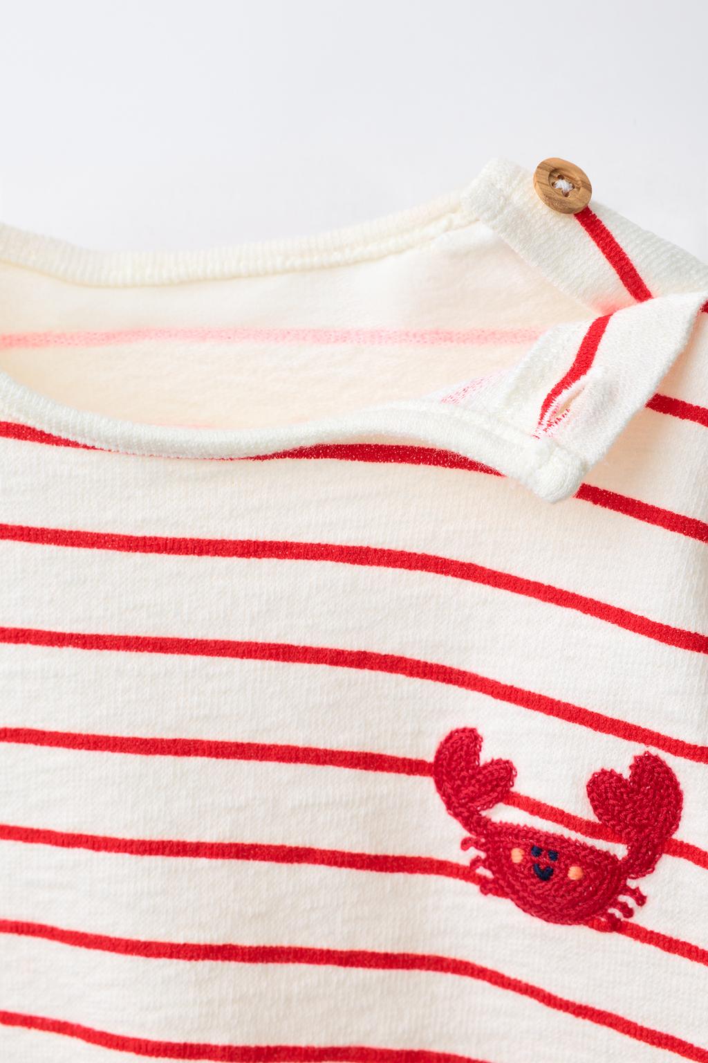 МАЙКА В ПОЛОСКУ С ВЫШИВКОЙ «КРАБ»