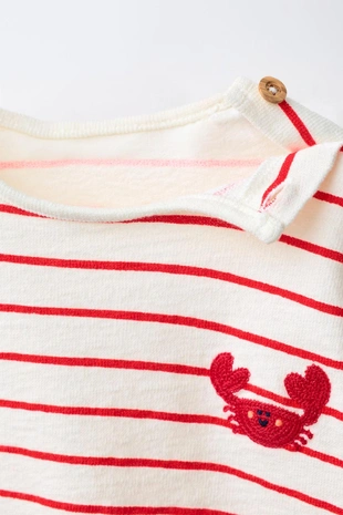 Майка в полоску с вышивкой «краб»- Заказать в России