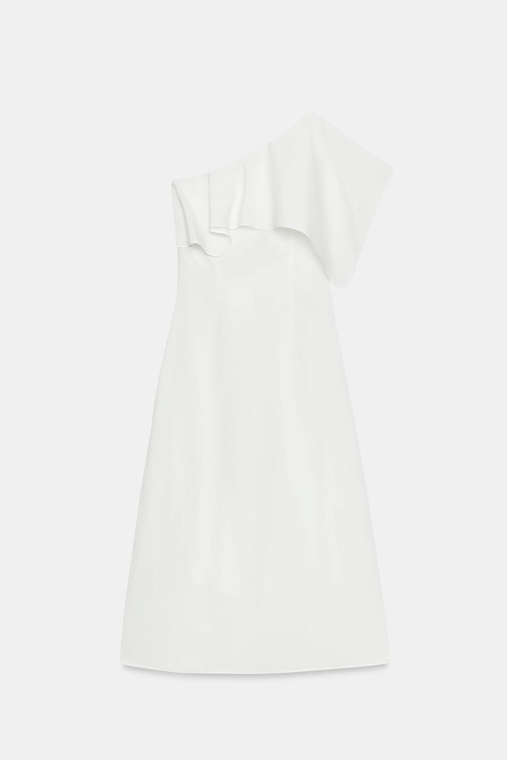 АСИММЕТРИЧНОЕ ПЛАТЬЕ С ВОЛАНАМИ ИЗ СМЕСОВОГО ЛЬНА — коллекция Zara «ZW»