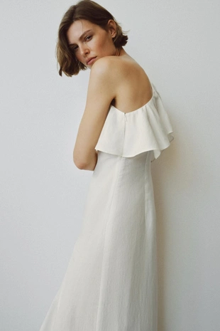 Асимметричное платье с воланами из смесового льна — Zw Collection- Заказать в России