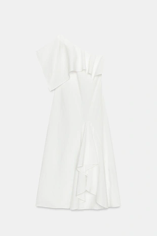 Асимметричное платье с воланами из смесового льна — Zw Collection- Заказать в России