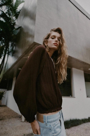 Brown | 3046/095/700 - Zara Плиссированная куртка из органзы