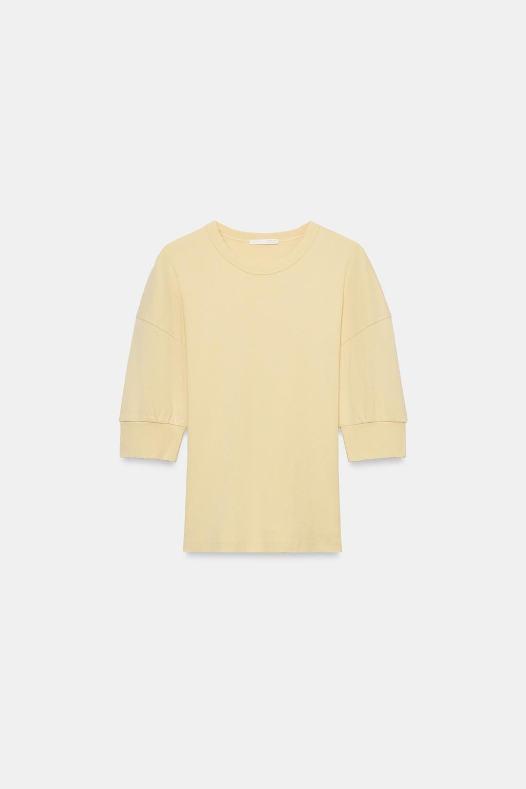 ФУТБОЛКА В РУБЧИК С ОБЪЕМНЫМИ РУКАВАМИ