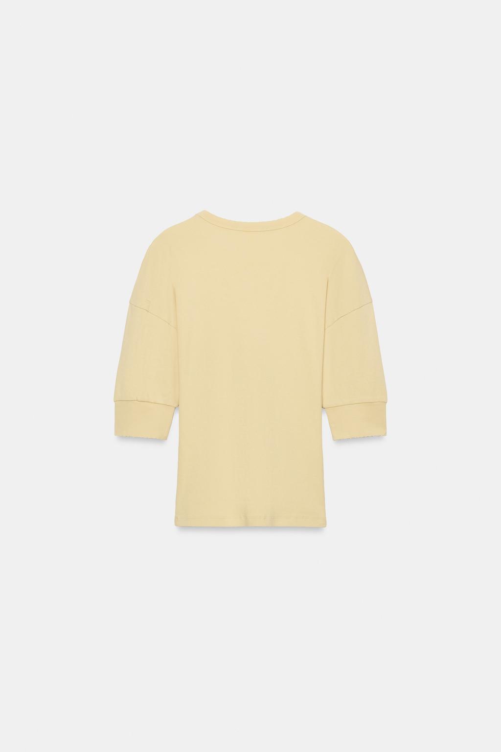 ФУТБОЛКА В РУБЧИК С ОБЪЕМНЫМИ РУКАВАМИ