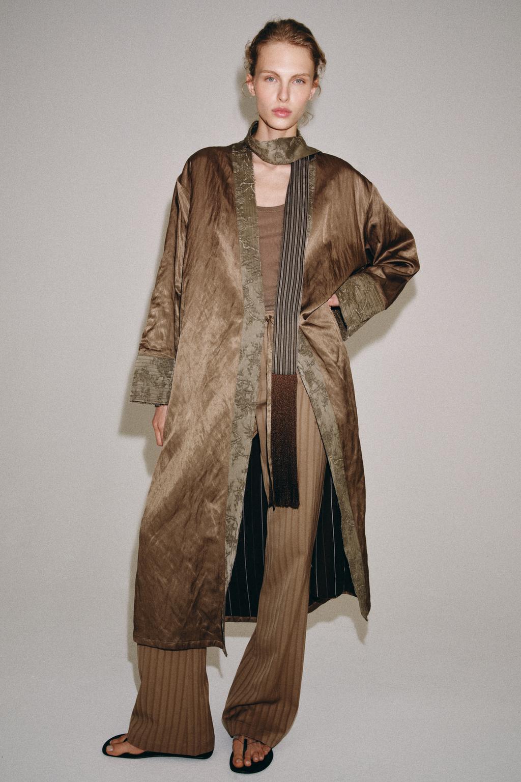 КИМОНО ИЗ ЖАККАРДА С ШАРФОМ — коллекция Zara «ZW»