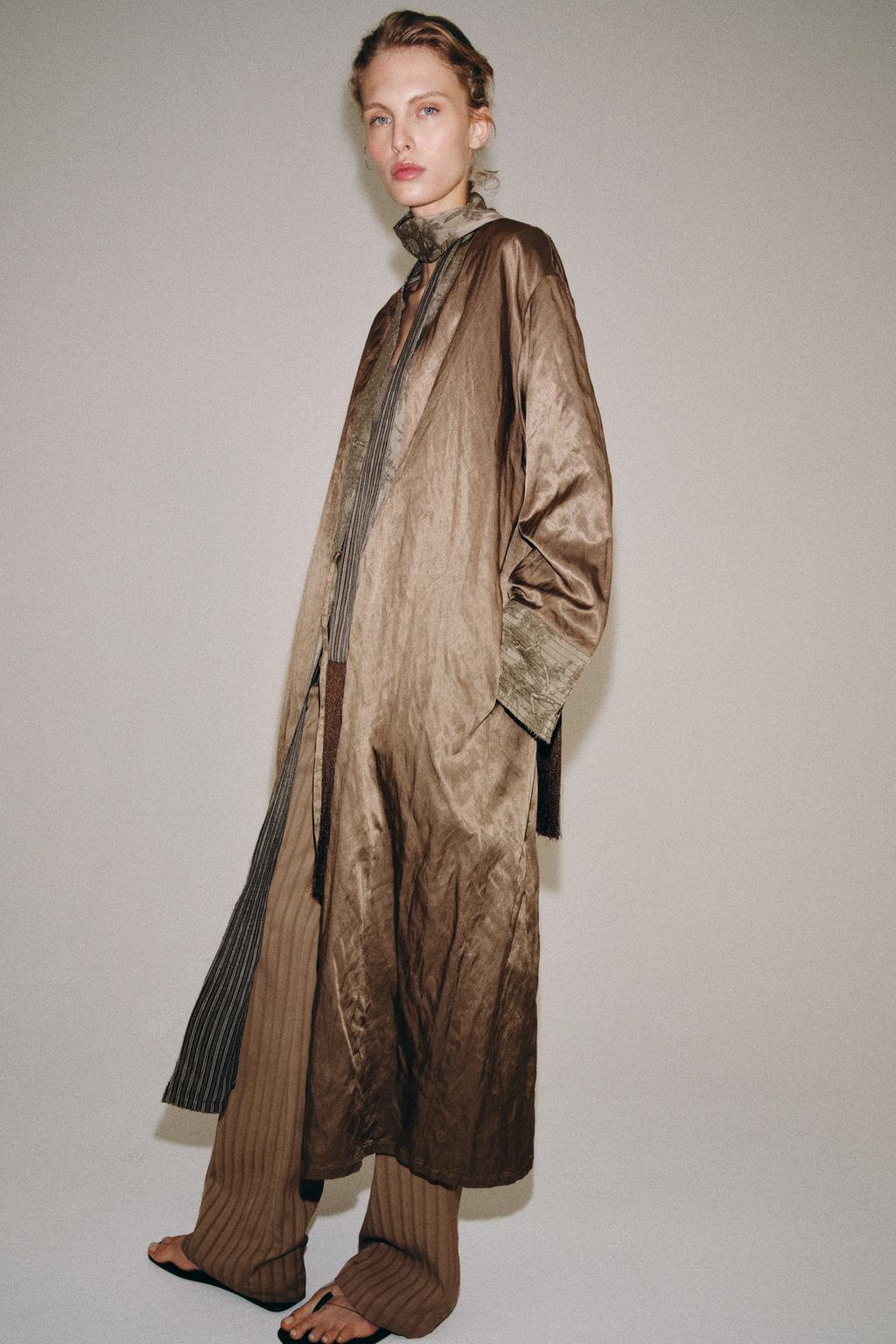 КИМОНО ИЗ ЖАККАРДА С ШАРФОМ — коллекция Zara «ZW»