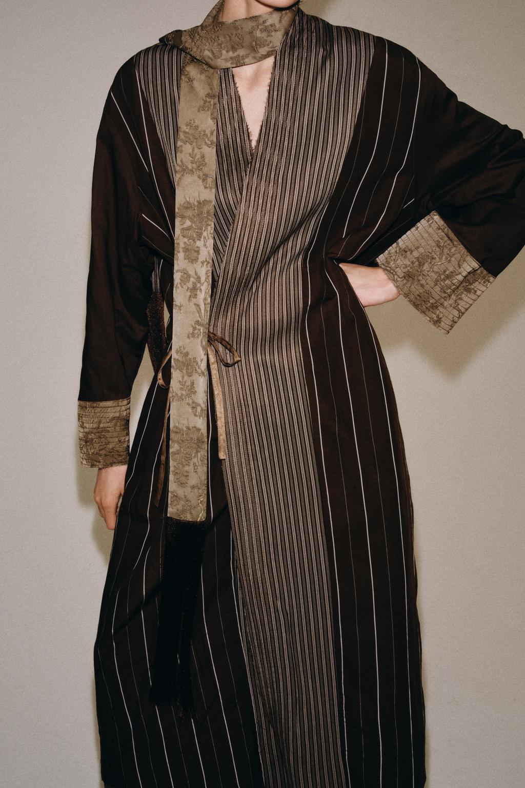 КИМОНО ИЗ ЖАККАРДА С ШАРФОМ — коллекция Zara «ZW»