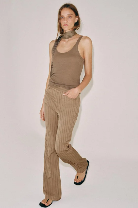 БРЮКИ клёш В ПОЛОСКУ — коллекция Zara «ZW»
