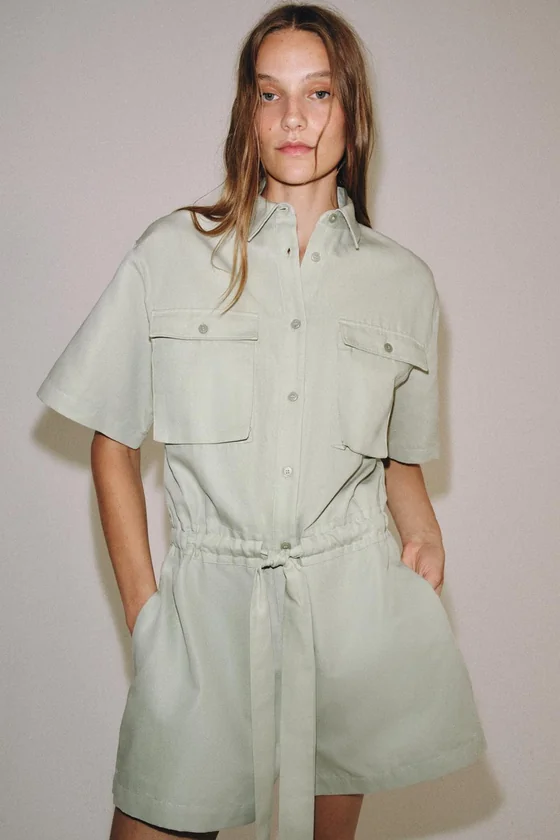 КОМБИНЕЗОН-РУБАШКА С ПОЯСОМ — коллекция Zara «ZW»