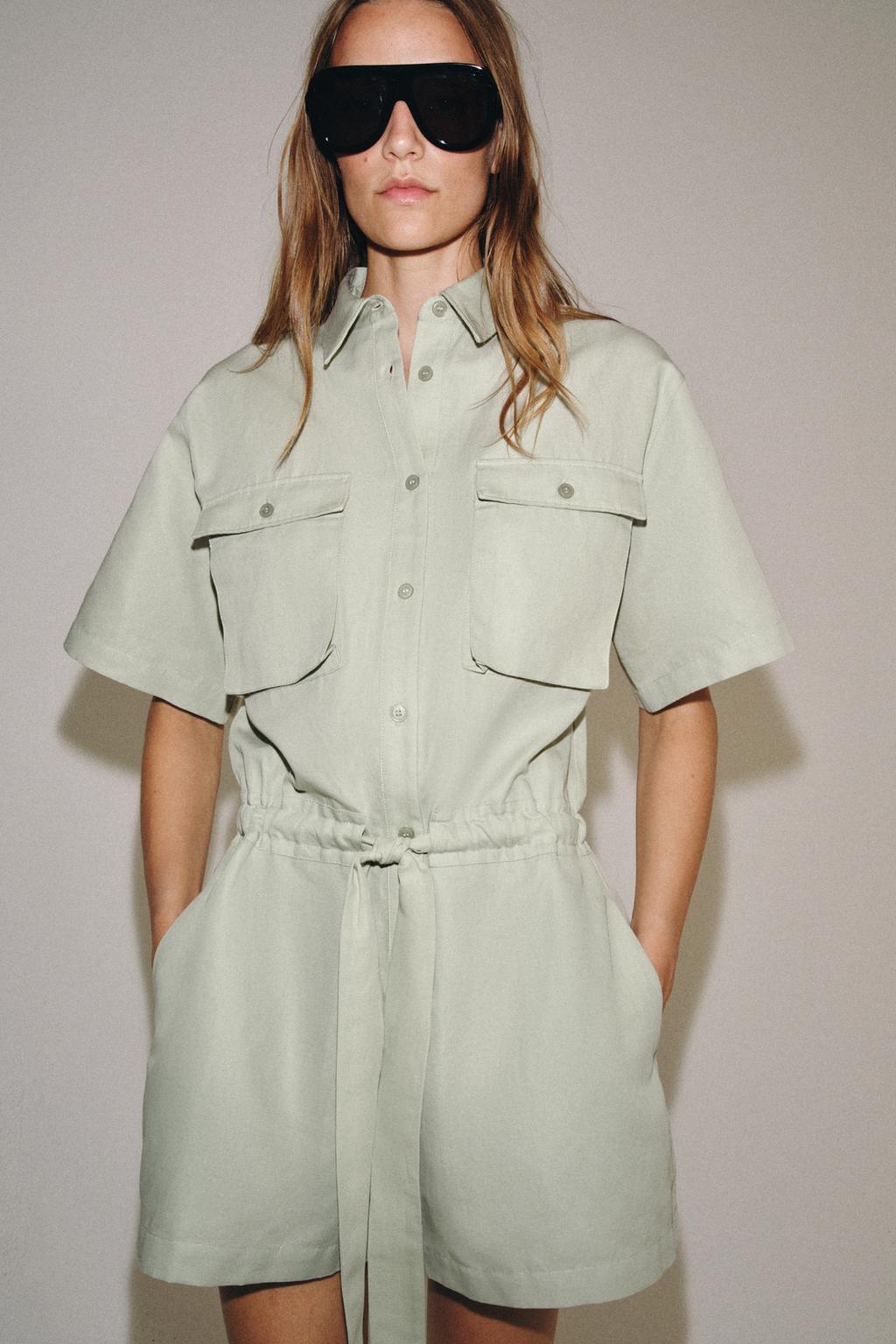 КОМБИНЕЗОН-РУБАШКА С ПОЯСОМ — коллекция Zara «ZW»