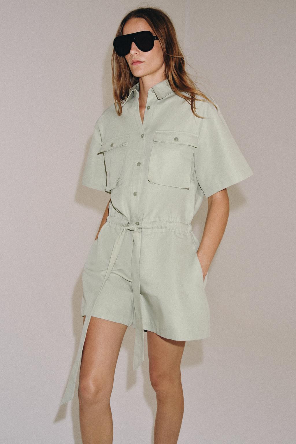 КОМБИНЕЗОН-РУБАШКА С ПОЯСОМ — коллекция Zara «ZW»