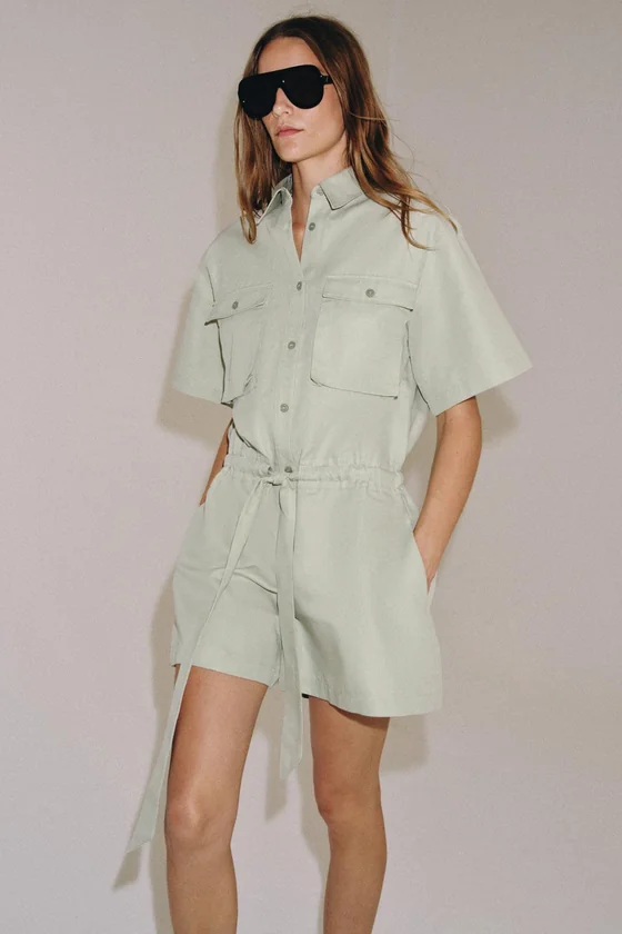 КОМБИНЕЗОН-РУБАШКА С ПОЯСОМ — коллекция Zara «ZW»