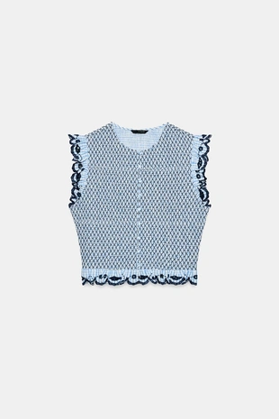 Топ в клетку с эффектом жатки- Заказать в России