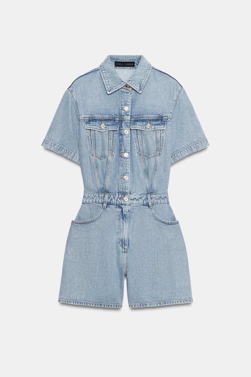 УКОРОЧЕННЫЙ КОМБИНЕЗОН Z1975 ИЗ МЯГКОГО ДЕНИМА