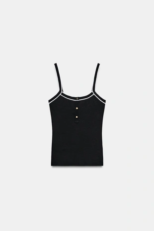 Топ на бретелях с контрастной отделкой- Заказать в России