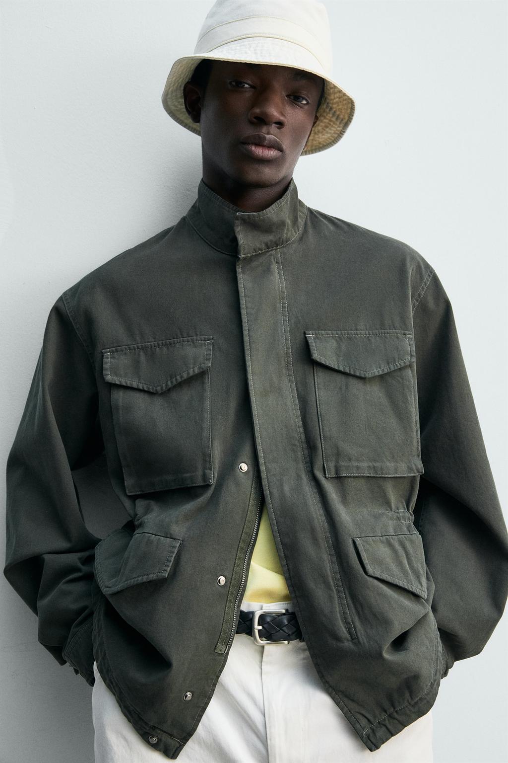 КУРТКА С ЭФФЕКТОМ ПОТЕРТОСТИ И НАКЛАДНЫМИ КАРМАНАМИ