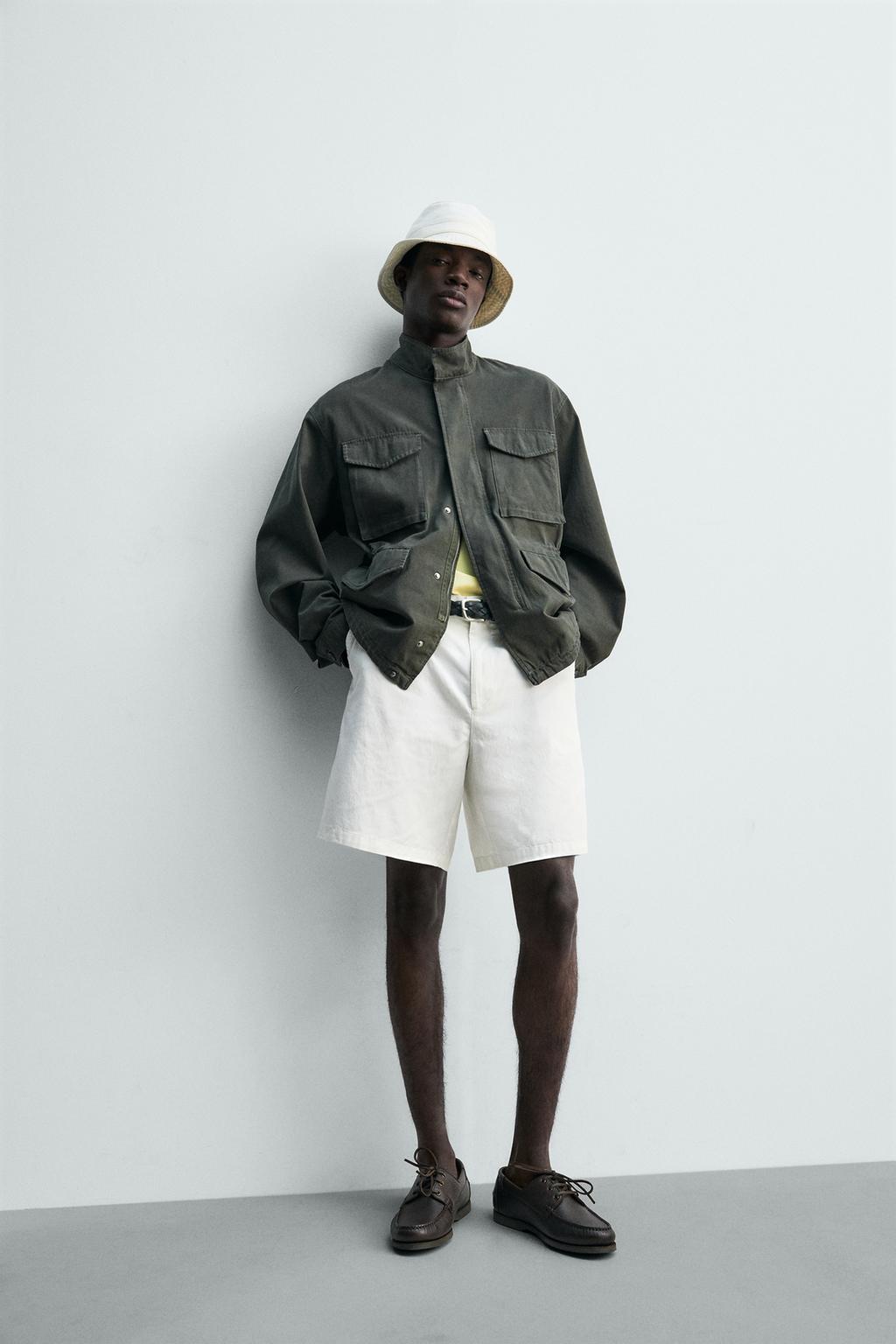 КУРТКА С ЭФФЕКТОМ ПОТЕРТОСТИ И НАКЛАДНЫМИ КАРМАНАМИ