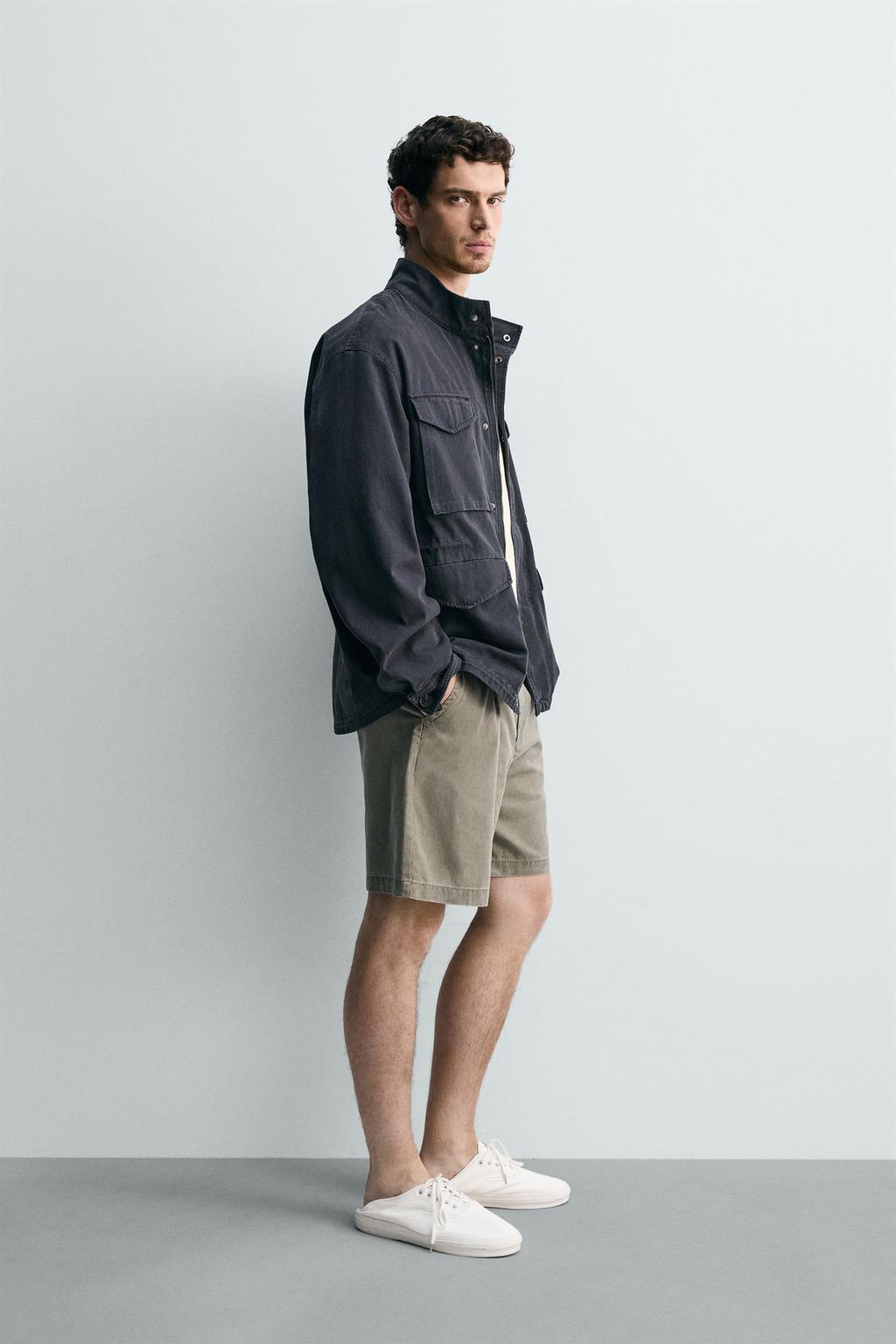 КУРТКА С КАРМАНАМИ И ЭФФЕКТОМ ПОТЕРТОСТИ