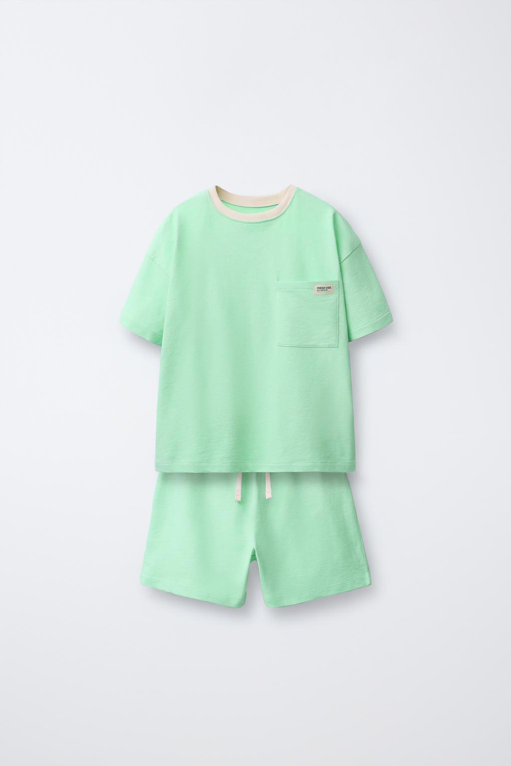 2-6 ЛЕТ/ОДНОТОННАЯ ПИЖАМА С КАРМАНОМ