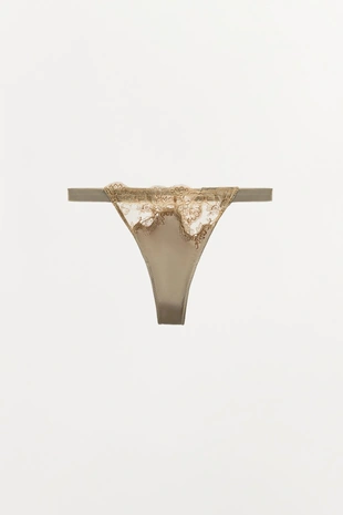 Трусы-танга из атласа с вышивкой- Заказать в России