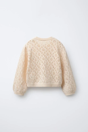 Кардиган с вышитыми цветами и рельефным узором- Заказать в России