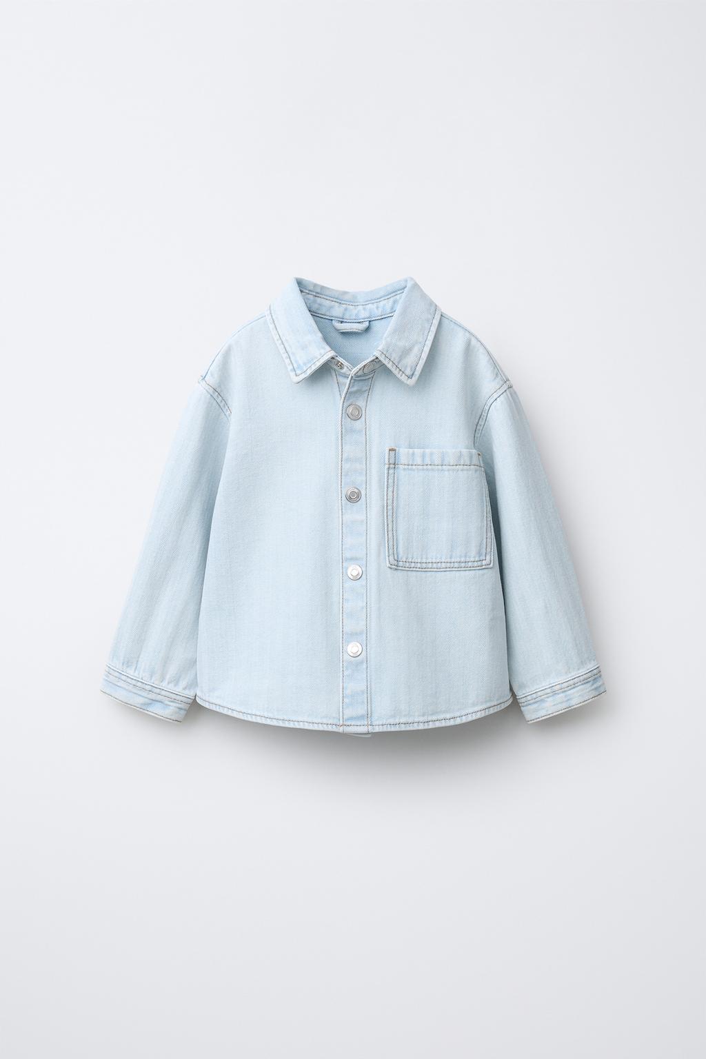 Джинсовая рубашка в рыбий кости