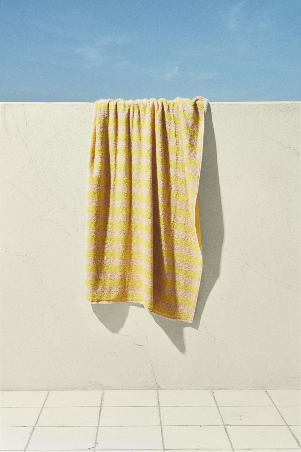 Детское полосатое хлопковое пляжное полотенце