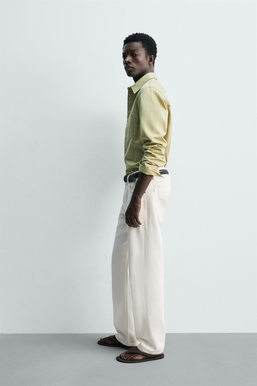 РУБАШКА стандартной посадки ИЗ СТРУЯЩЕГОСЯ ДЕНИМА