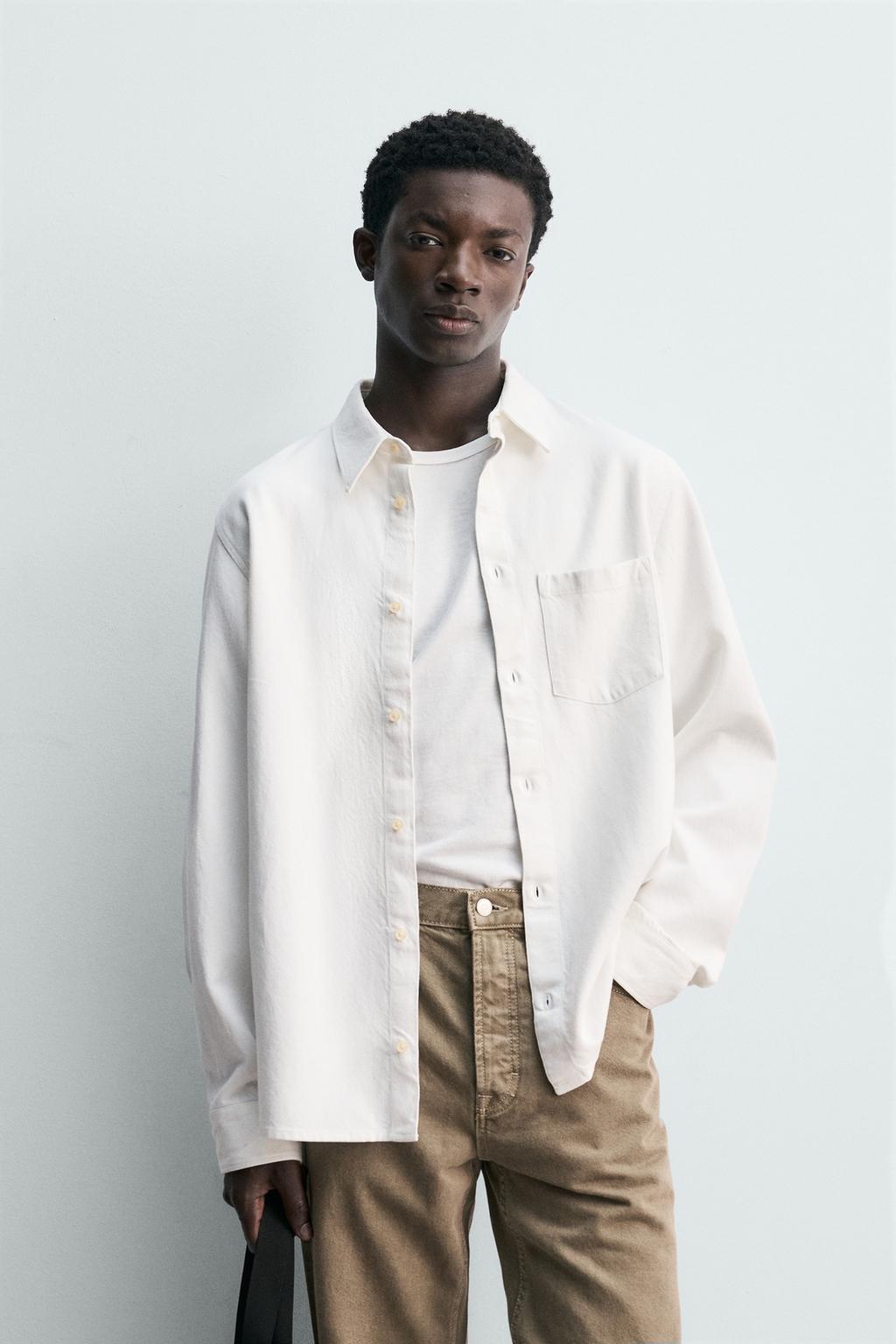 РУБАШКА стандартной посадки ИЗ СТРУЯЩЕГОСЯ ДЕНИМА