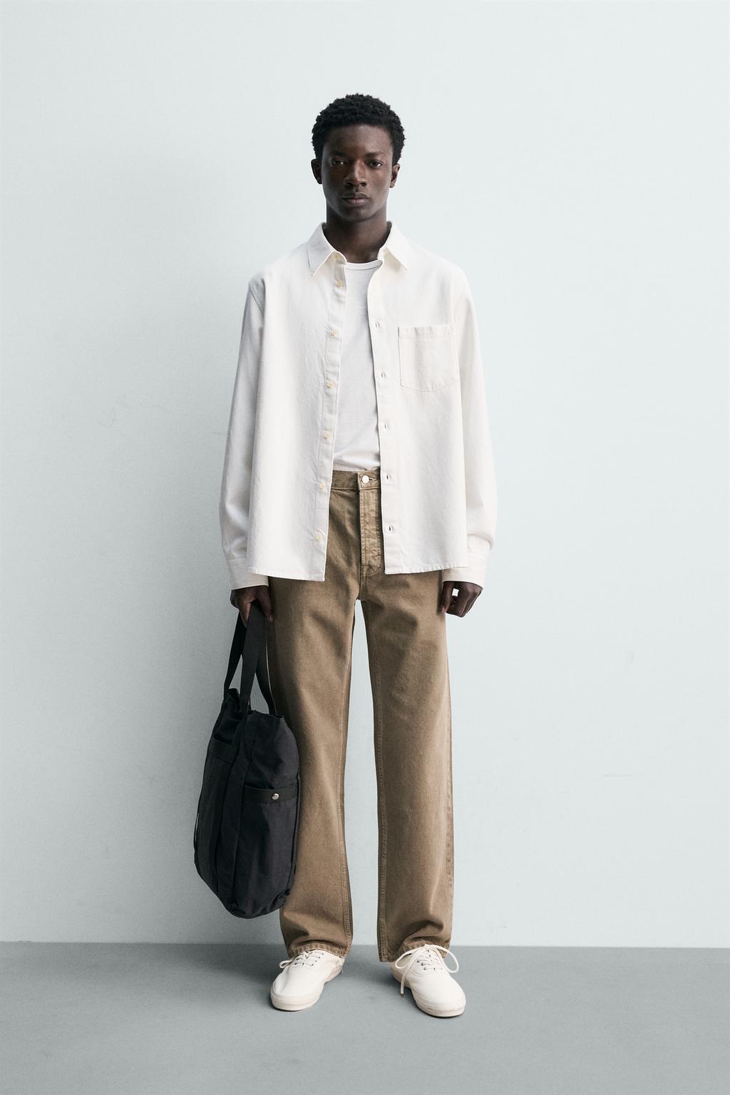 РУБАШКА стандартной посадки ИЗ СТРУЯЩЕГОСЯ ДЕНИМА