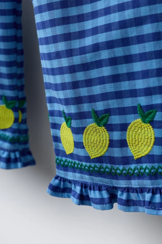 БРЮКИ-КЮЛОТЫ В КЛЕТКУ ВИШИ С ВЫШИВКОЙ ЛИМОНОВ CASA LAWA X ZARA KIDS