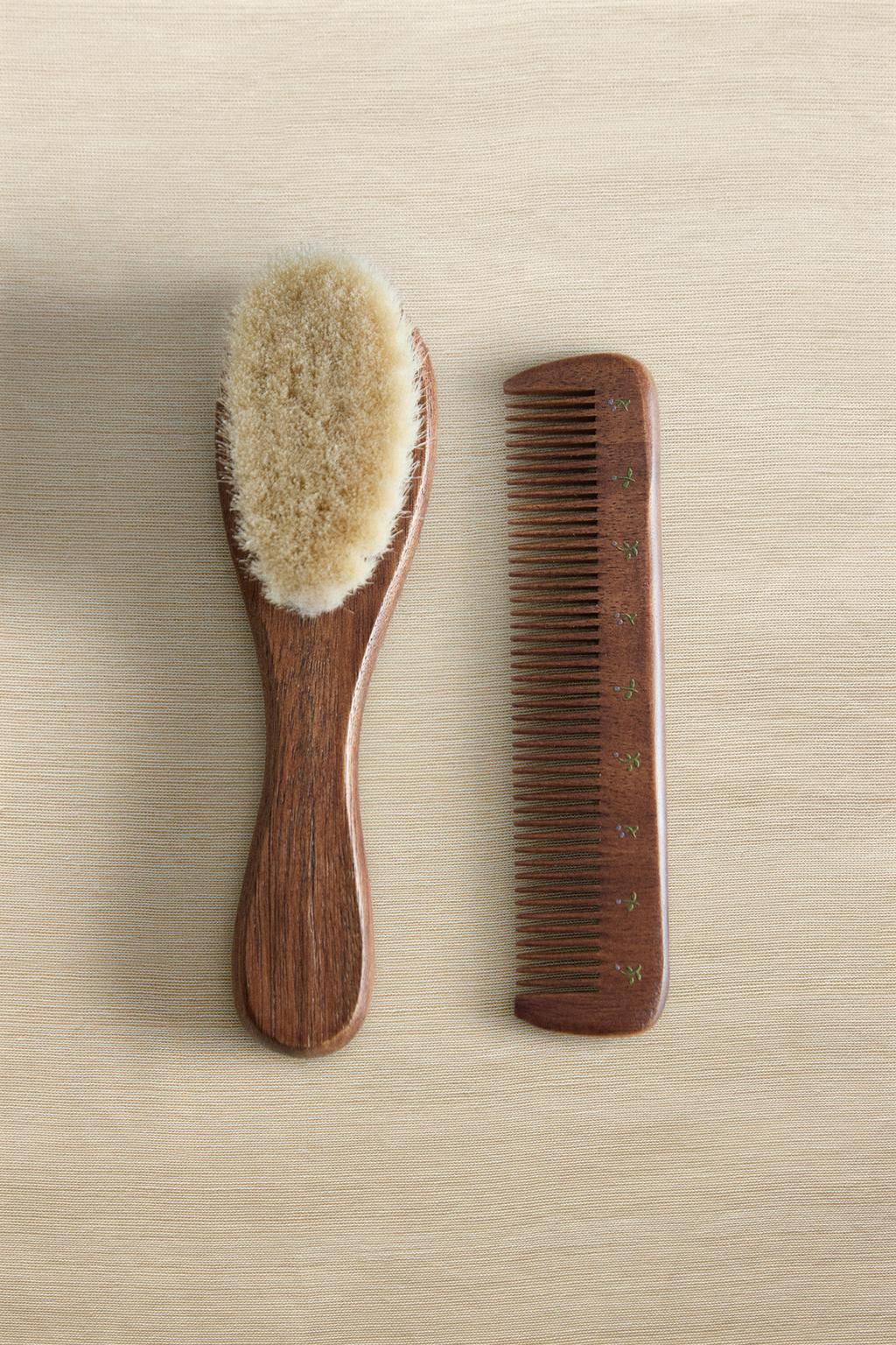 Набор расческа и щетка с цветочным узором для малышей