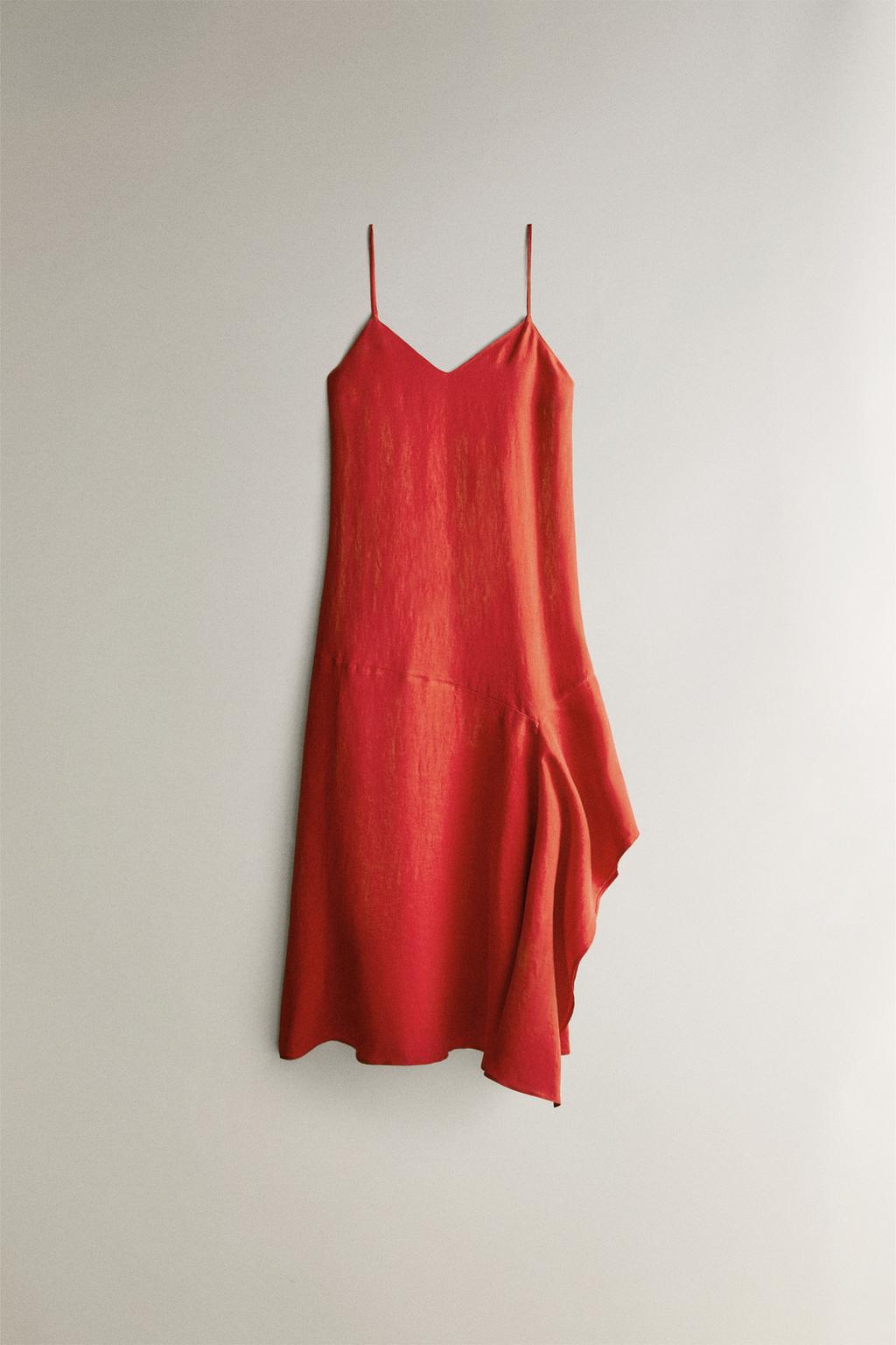 Платье для пляжа из льна с асимметричным подолом