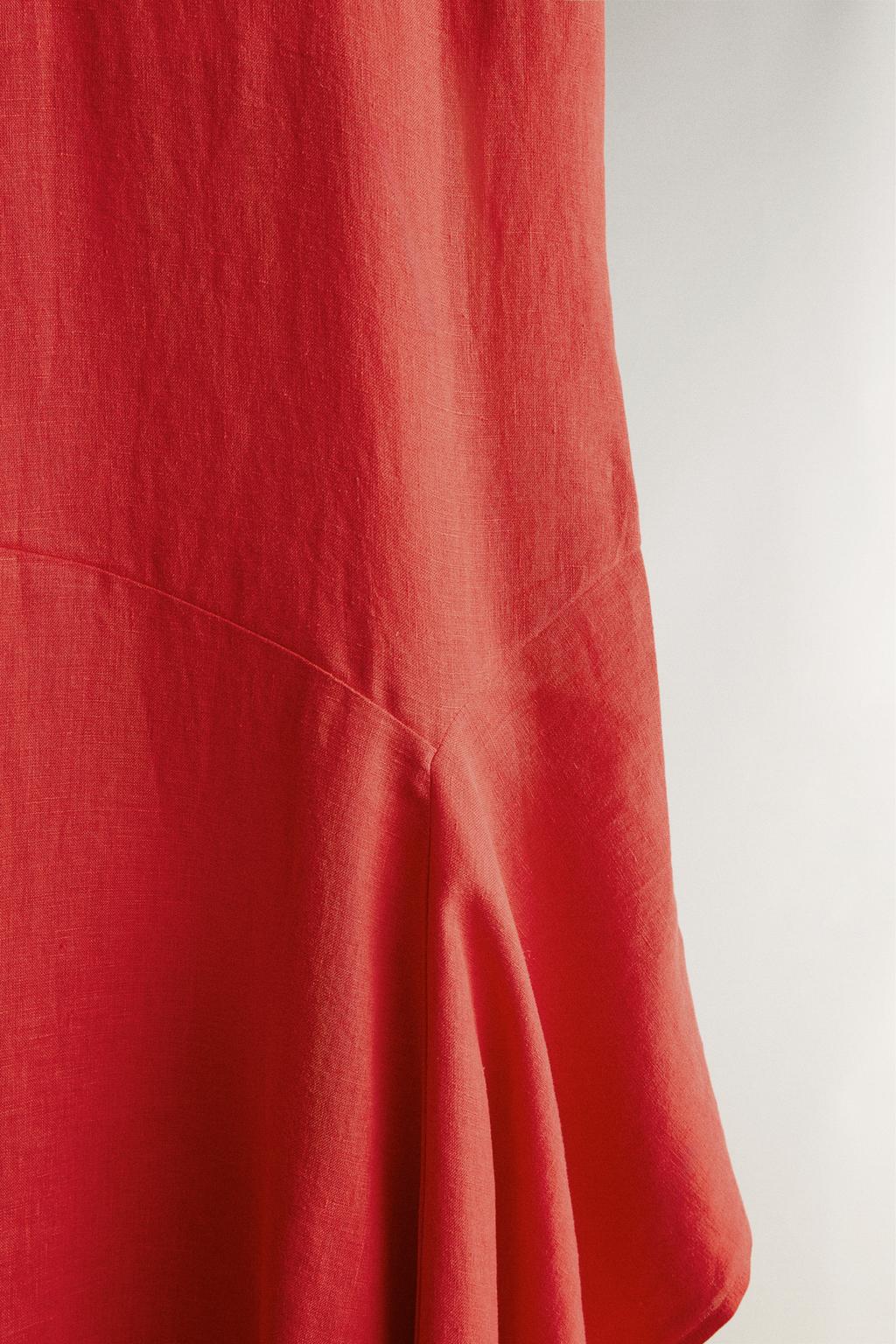 Платье для пляжа из льна с асимметричным подолом