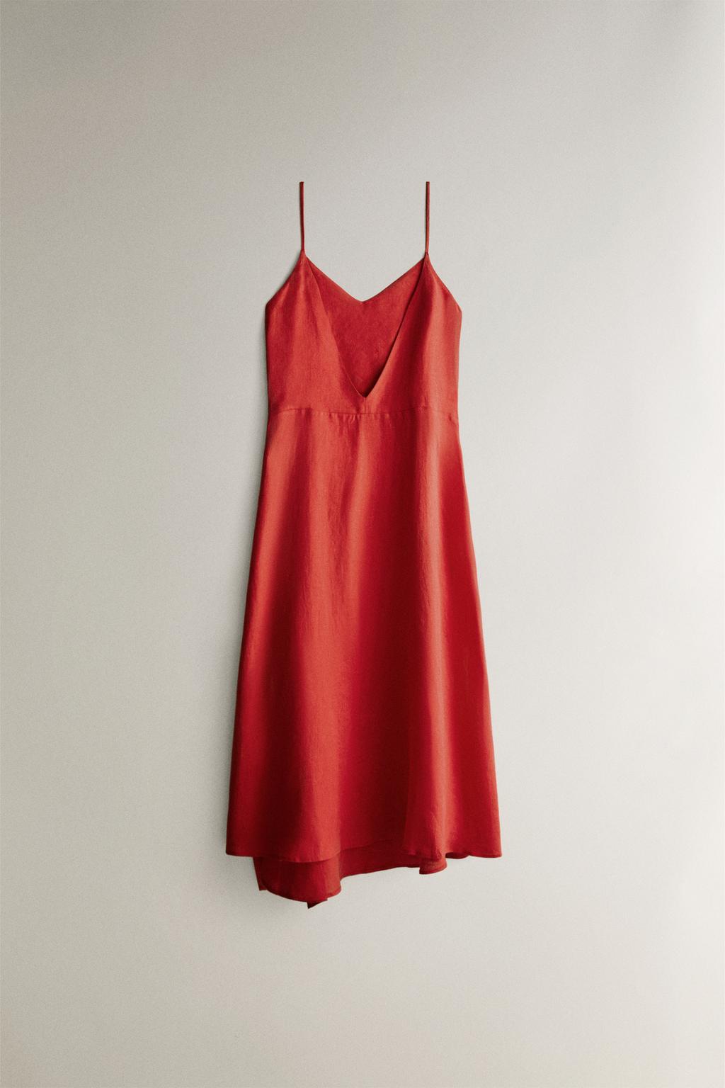 Платье для пляжа из льна с асимметричным подолом