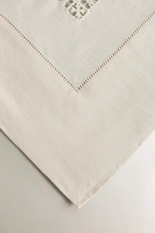 Скатерть из льна с вставками и кантом по периметру- Заказать в России