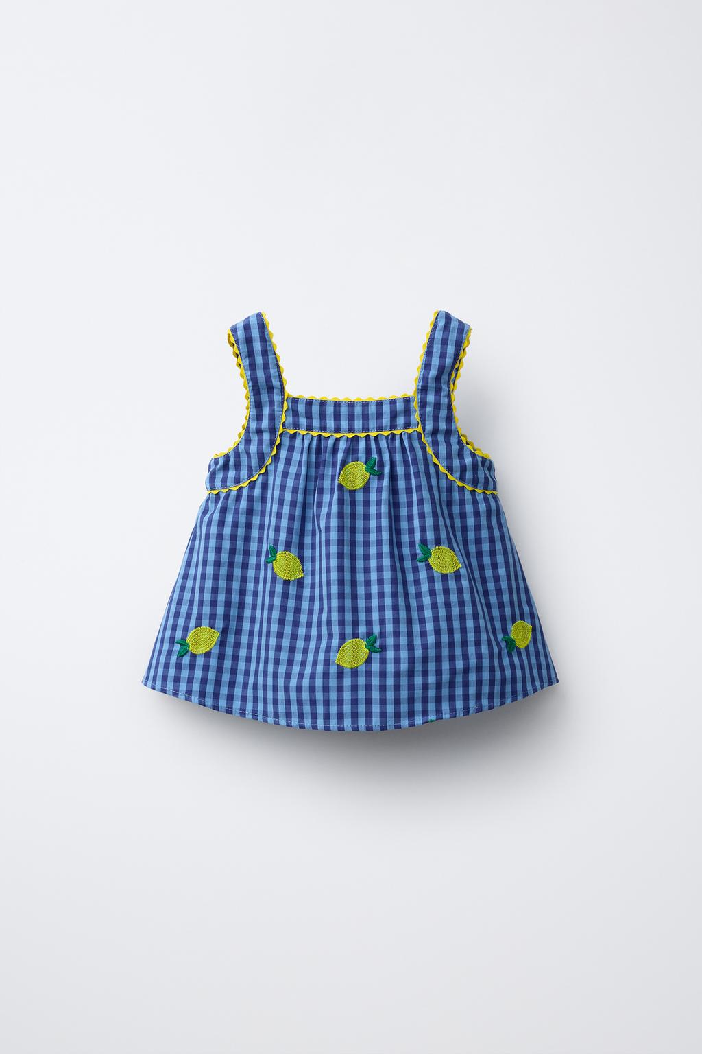 ТОП В КЛЕТКУ ВИШИ С ВЫШИВКОЙ «ЛИМОНЫ» — CASA LAWA X ZARA KIDS