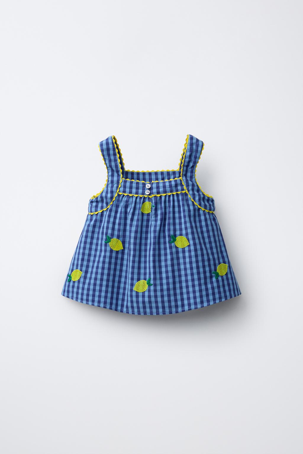 ТОП В КЛЕТКУ ВИШИ С ВЫШИВКОЙ «ЛИМОНЫ» — CASA LAWA X ZARA KIDS