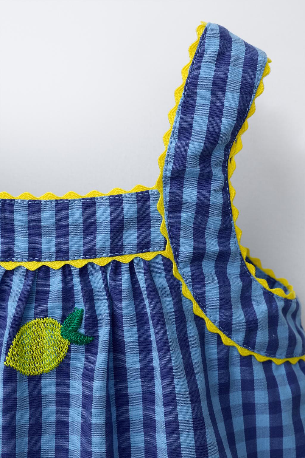 ТОП В КЛЕТКУ ВИШИ С ВЫШИВКОЙ «ЛИМОНЫ» — CASA LAWA X ZARA KIDS