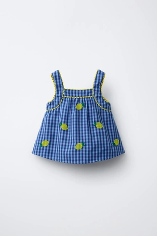 Топ в клетку виши с вышивкой «лимоны» — Casa Lawa X Zara Kids- Заказать в России