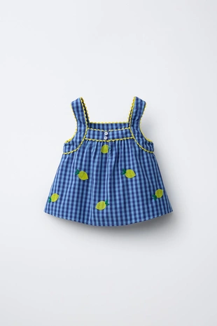 Топ в клетку виши с вышивкой «лимоны» — Casa Lawa X Zara Kids- Заказать в России