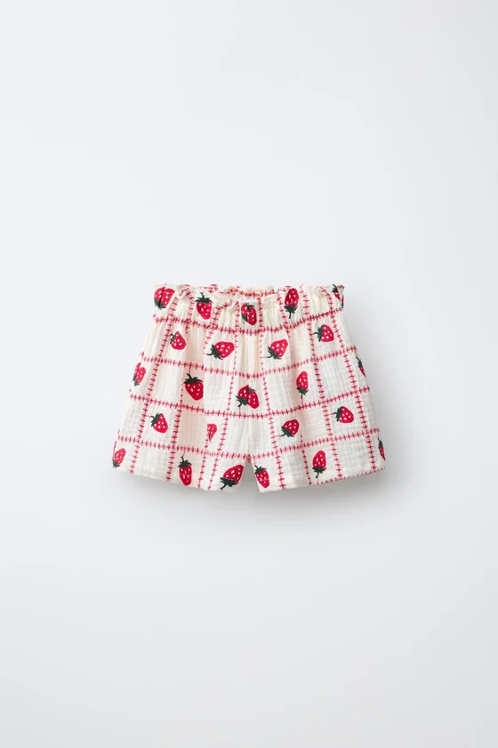 ШОРТЫ С ВЫШИВКОЙ КЛУБНИКИ CASA LAWA X ZARA KIDS