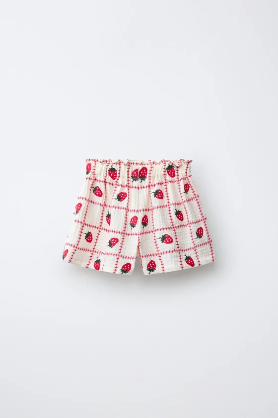 ШОРТЫ С ВЫШИВКОЙ КЛУБНИКИ CASA LAWA X ZARA KIDS