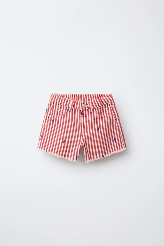 БЕРМУДЫ TS FIT ИЗ САРЖИ С ВЫШИВКОЙ РЫБОК CASA LAWA X ZARA KIDS