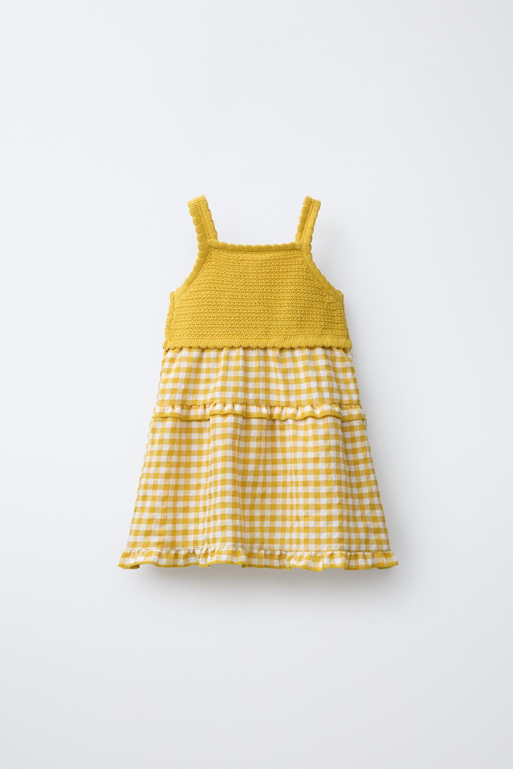 ТРИКОТАЖНОЕ ПЛАТЬЕ В КЛЕТКУ ВИШИ С ЛИМОНАМИ — CASA LAWA X ZARA KIDS