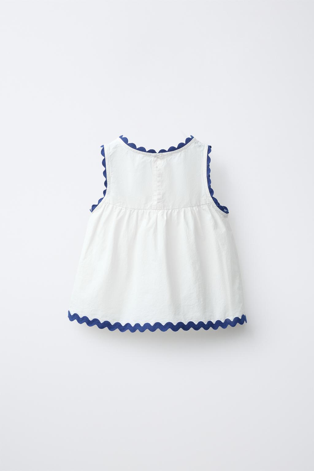 ТОП ИЗ ПОПЛИНА С ВОЛНИСТЫМ КОНТРАСТНЫМ КРАЕМ CASA LAWA X ZARA KIDS