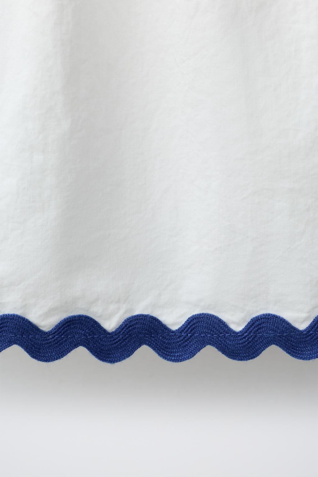 ТОП ИЗ ПОПЛИНА С ВОЛНИСТЫМ КОНТРАСТНЫМ КРАЕМ CASA LAWA X ZARA KIDS