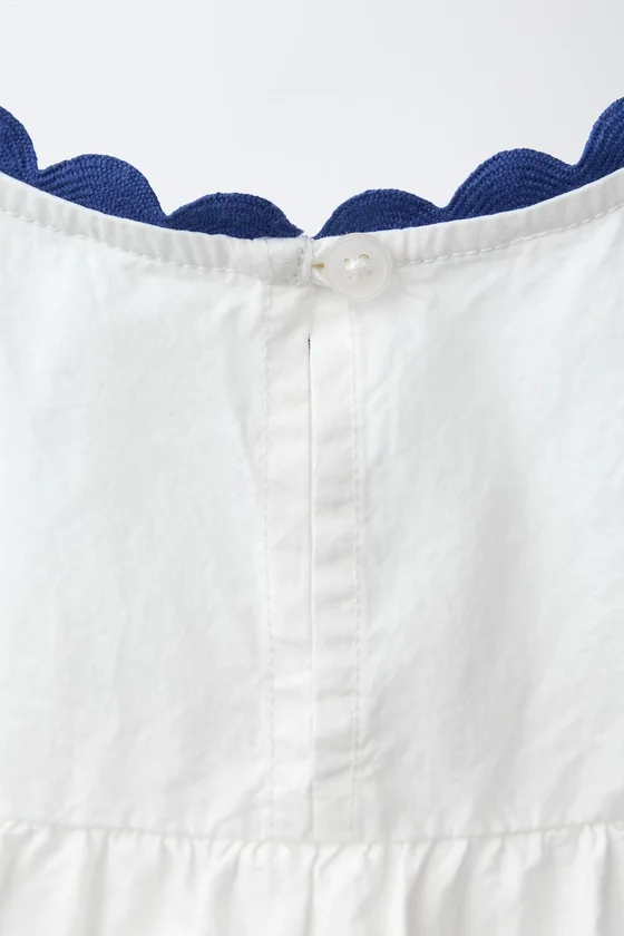 ТОП ИЗ ПОПЛИНА С ВОЛНИСТЫМ КОНТРАСТНЫМ КРАЕМ CASA LAWA X ZARA KIDS