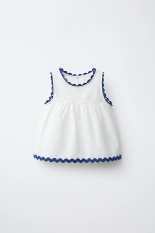 Топ из поплина с волнистым контрастным краем Casa Lawa X Zara Kids