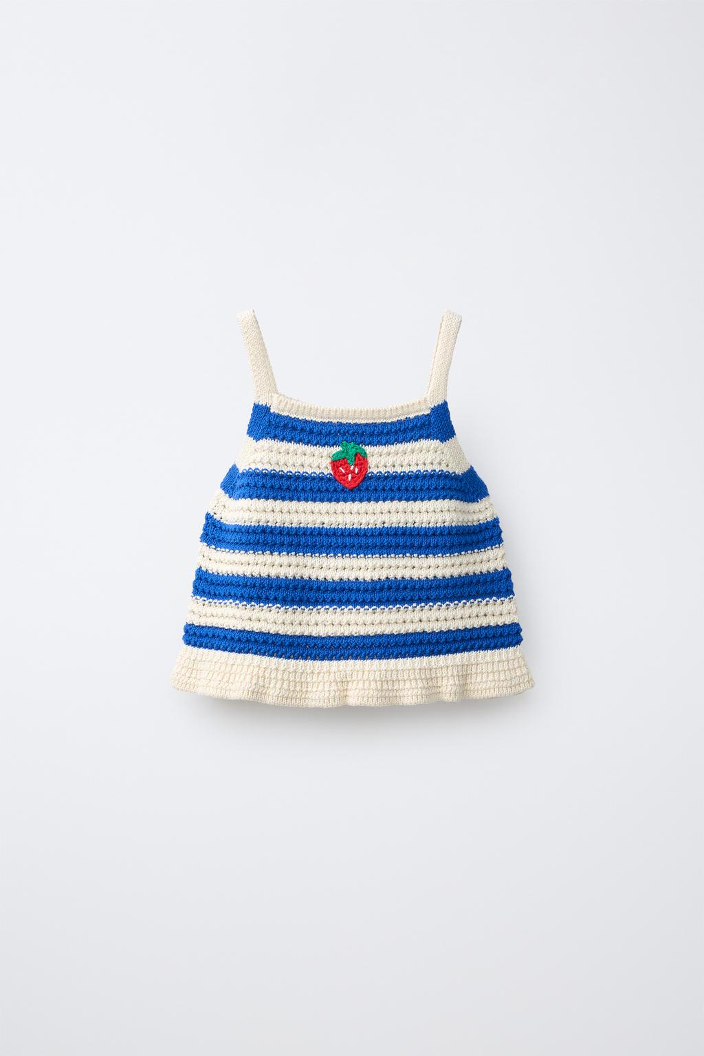 ТРИКОТАЖНЫЙ ТОП В ПОЛОСКУ С КЛУБНИКОЙ CASA LAWA X ZARA KIDS